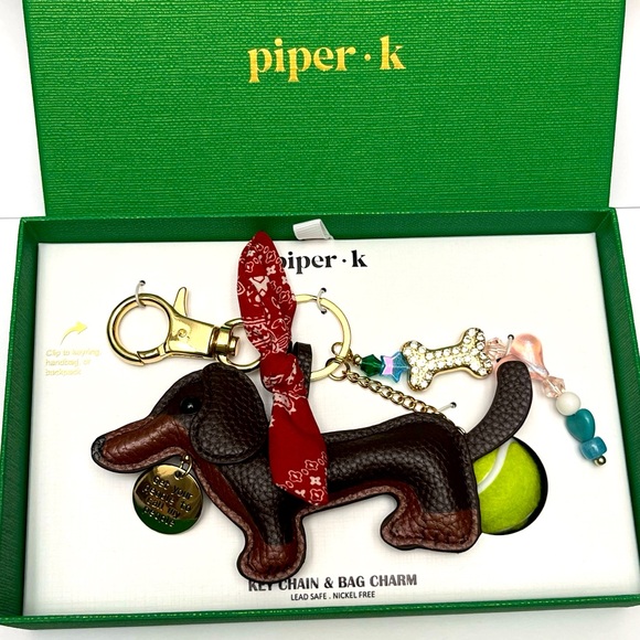 NWT ⚜️🤎⚜️ PIPER K Adorable Dachshund Doggie Key Chain Bag Charm - Picture 6 of 15